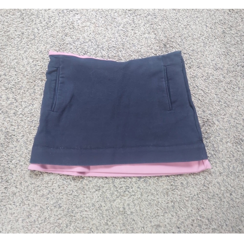 Diane von Furstenberg Skirt Women 6 Navy Pink Layered Silk Lined Mini Pocket